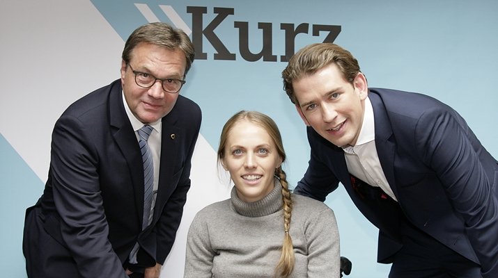 Platter mit Sebastian Kurz und Kira Grünberg